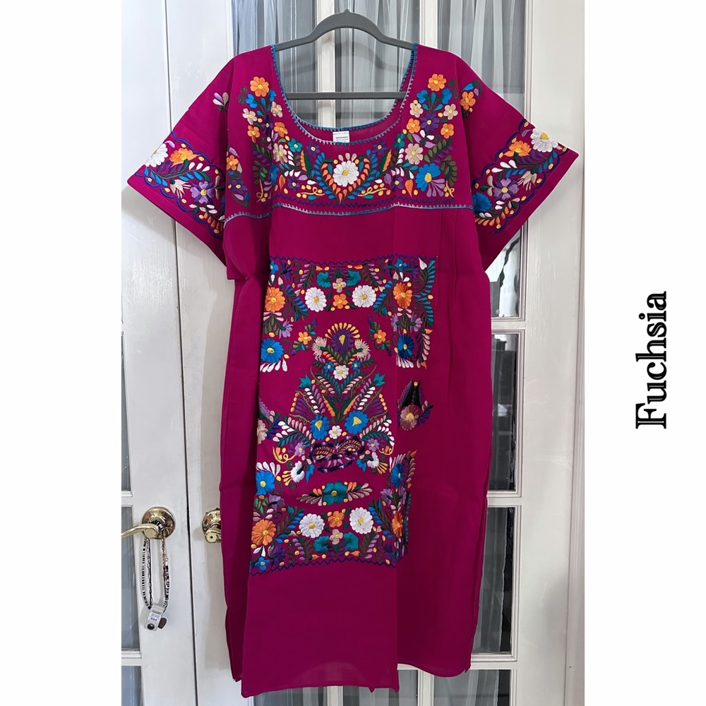 Mexican Embroidered Dress 100% Cotton